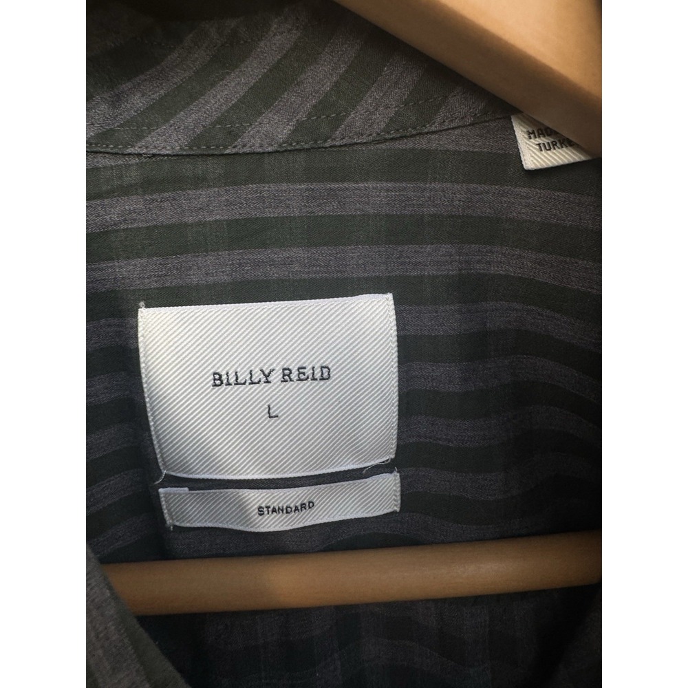 Billy Reid Shirt Men's Large Plaid Button Up Casual Long Sleeve Green Gray - Picture 3 of 5